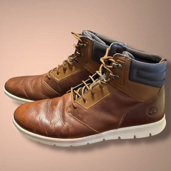 Men's Sz 12 TIMBERLAND Graydon Brown Leather Sneaker Boot Excellent Condition - Picture 3 of 13